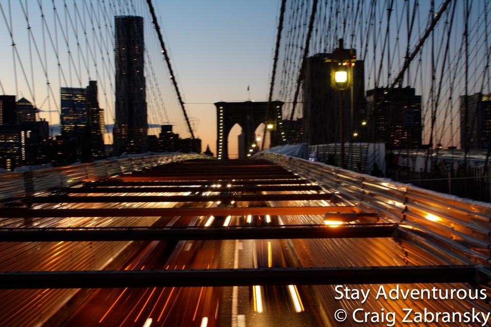 sunset walk on the brooklyn bridge