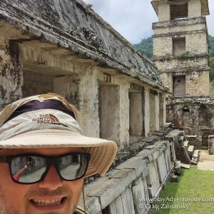 selfie when walking the Mayan ruins of Pakenque in Chiapas, Mexico