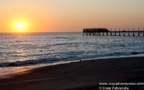 sunset on the beach of Swakopmund, Namibia