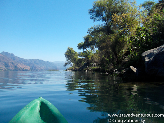 kayak on lake atitlan, guatemala