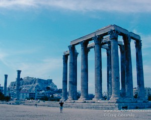 standing beside the temple of zeus in Athens, Greece