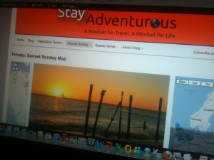 stay adventurous sunset map on screen