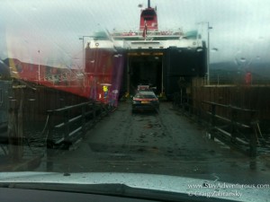 boarding the ferry to the island of arran Scotland