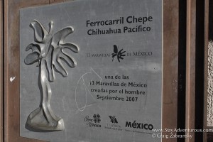 maravillas de mexico sign regarding the Chepe train through Copper Canyon