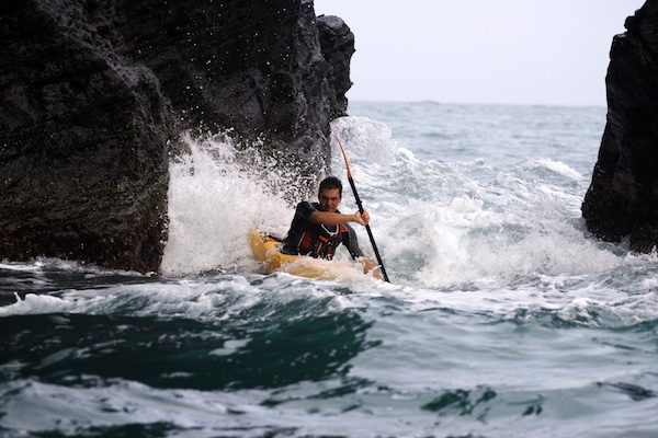 Abraham Levy in a Kayak on his adventure kayaking around Mexico