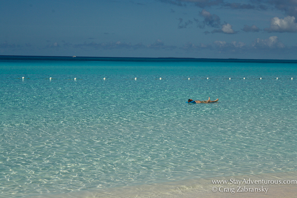 floating in the perfect water at half moon cay