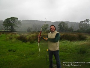 archery lessons on the island of arran in scotland in the rain