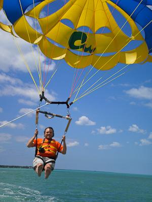 parasailing in the upper florida keys at caribbean watersports located in the Key Largo Hilton