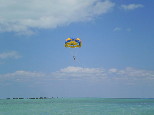 parasailing in the upper florida keys at caribbean watersports located in the Key Largo Hilton