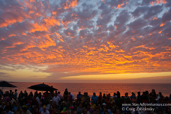 sunset on the malecon of mazatlan during the 2013 Carnaval Parade