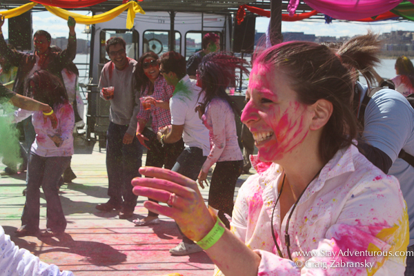 dancing at the Holi Festival created by InMedia in New York on the Hornblower's The Respect