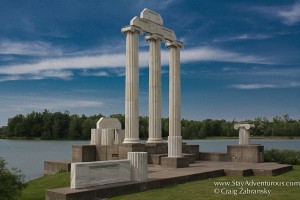 the student park columns at suny buffalo north cmapus in buffalo, new york