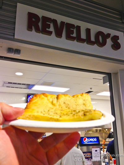 two squares of the famous Revello's Pizza at PNC Field