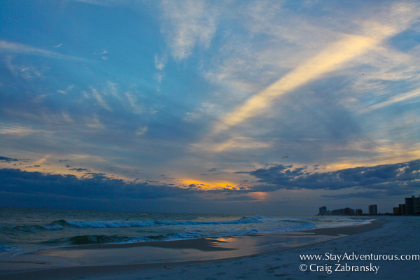 the sunset in Orange Beach, Alabama on the Gulf Coast of the USA 