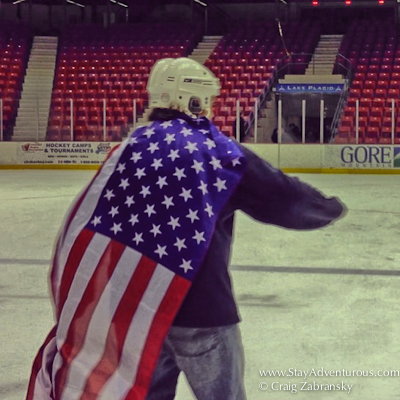 skating on the Miracle on Ice, Herb Brooks Arena in Lake Placid, New York, USA