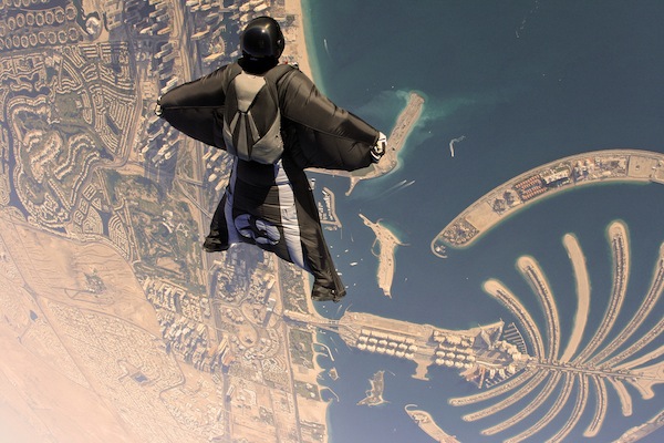 sky diving dubai in the middle east with a view of the islands