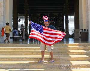 pulling out my flag for the World Cup at the Dreams Riviera Cancun