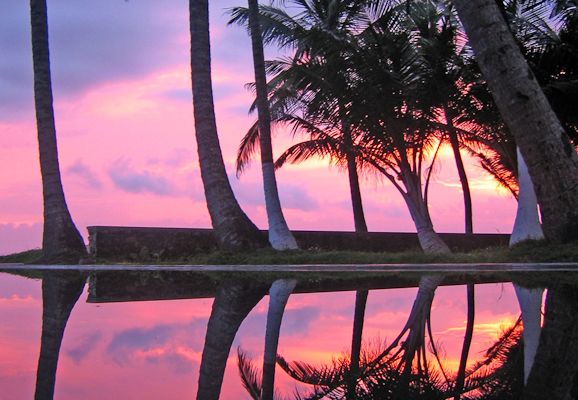 an asian sunset reflection from the Galle District in Sri Lanka