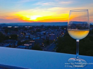 watching the sunset from atop 1500 condominium, a new modern luxury condo and first skyscrapper in harrisburg in 40 years in the Pennsylvania state capital