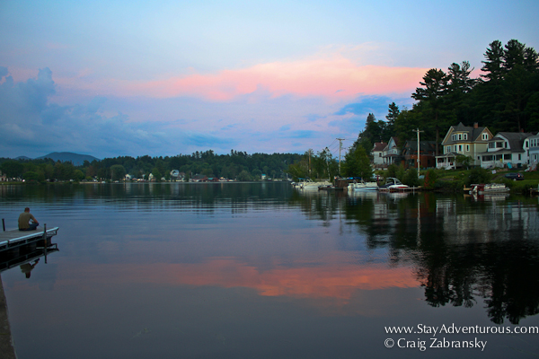 sunset in saranac lake, adirondacks, upstate new york, usa