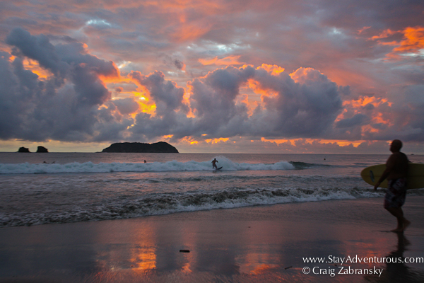 sunset surfing in manuel antonio costa rica - pura vida