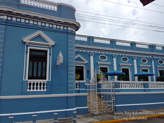 the street view of the Casa Azul Boutique Hotel in Merida, Yucatan, Mexico