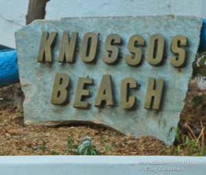 the Knossos Beach Resort Sign