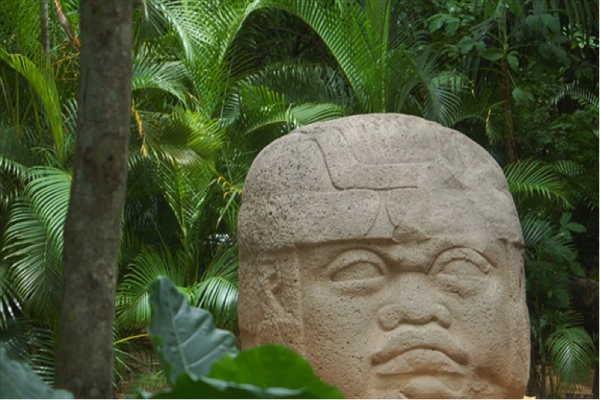 the colossal Olmec Head from Tabasco, Mexico