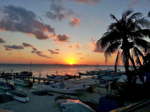 a mexican sunset from isla mujeres, quintana roo, mexico