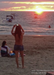 the sunset moment at playa de los muertos in Puerto Vallarta