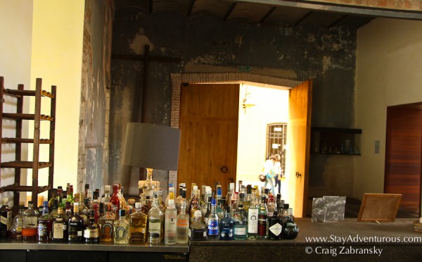 The Bar adjacent to the Lobby at the Hotel La Purificadora in Puebla, Mexico