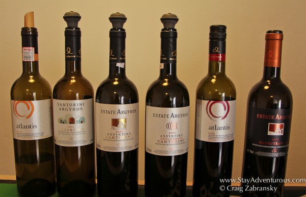 the portfolio of Estate Argyros Wines in Santorini 