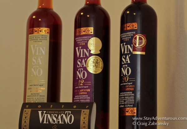 the speciality aged vinsanto wines of Estate Argyros in Santorini, Greece