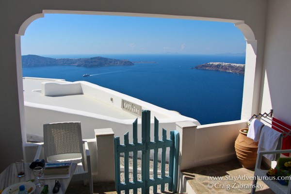 the view from the ground villa at langas villas in imerovigli, santorini