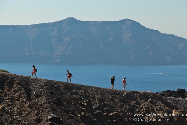 the best views of santorini from volcano Nea Kameni