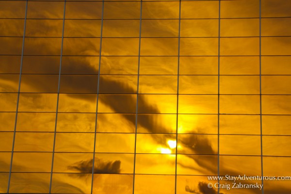 sunset reflecting in Montreal