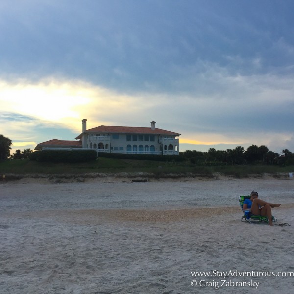 sunset behind the massive beach houses in Ponte Vedra Beach in the Florida