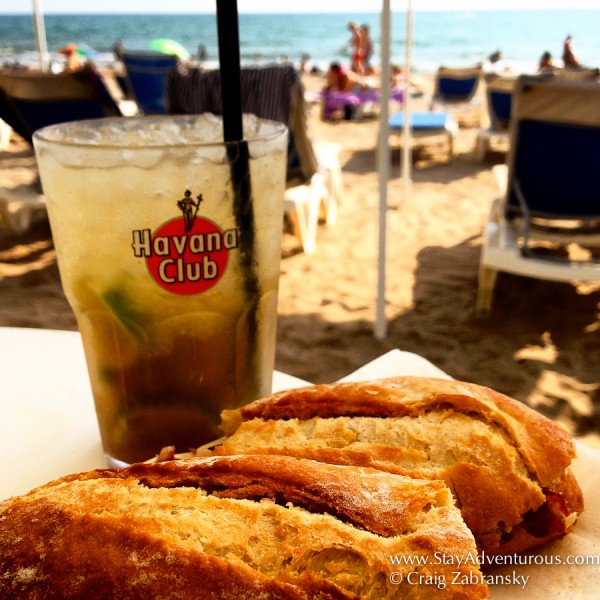 lunch on the beach in Sitges, Spain