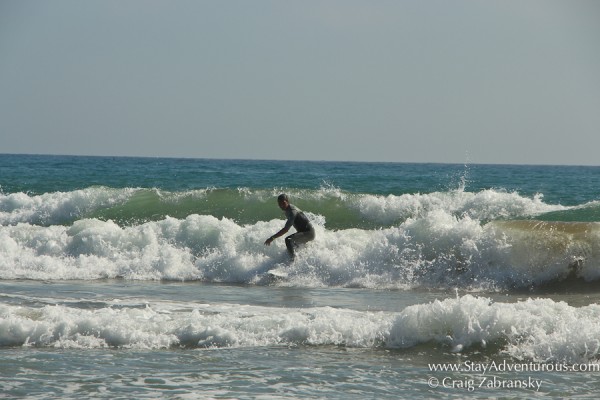 surfing the waves in sitges, spain