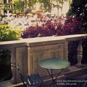 the green chairs at Bryant Park