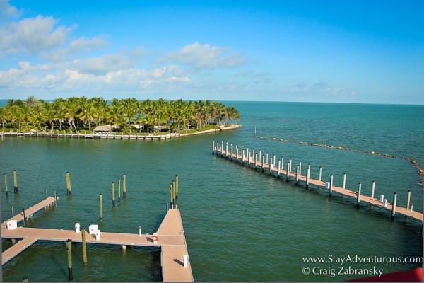 the view from atop the Faro Blanco Lighthouse in Marathon, Florida Keys