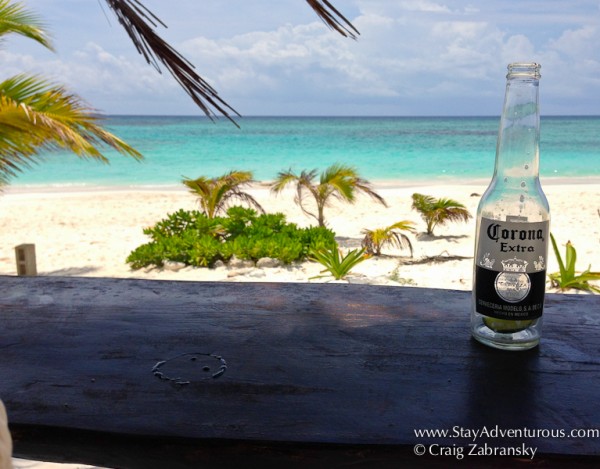 Corona on the beach of Mexico in the Riviera Maya