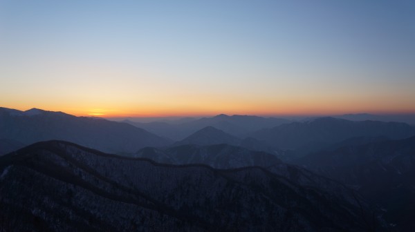 sunset inside North Korea taken by Andrea Lee or Uri Tours at the Masik Pass Ski Resort