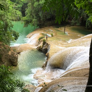 the cascading waterfalls of Roberto Barrios in Chiapas, Mexico