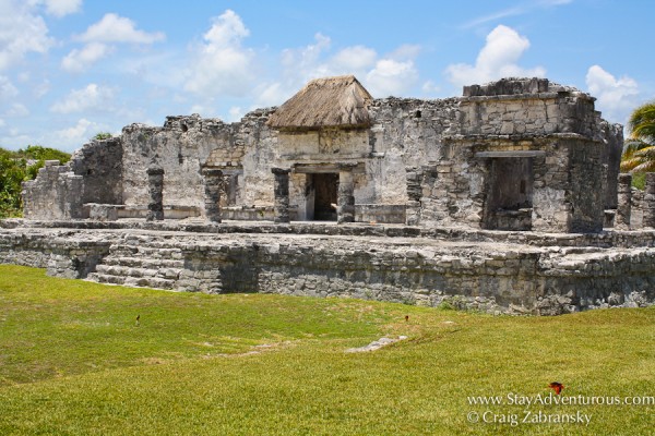 the Great Palace at the Mayan Ruins of Yulum in the Yucatan of Mexico