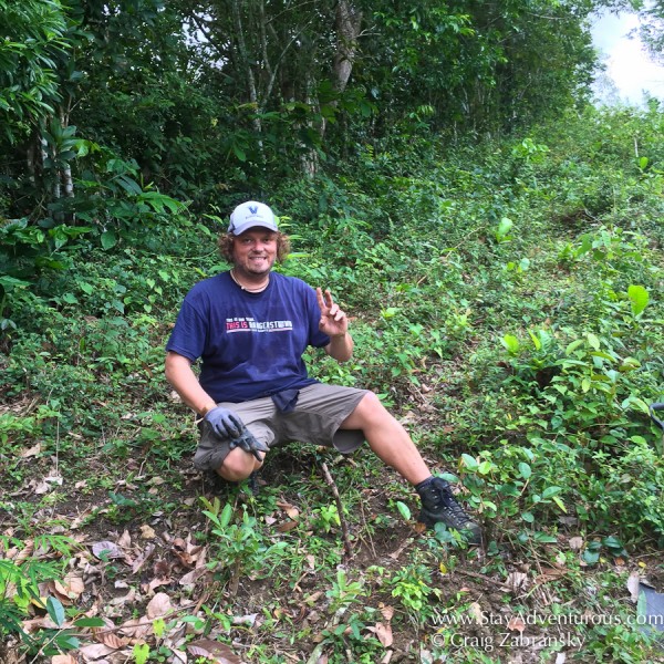 After Planting a Tree posing for a photo on the reforestation Social Impact Travel Excursion, Fathom Travel, Dominican Republic