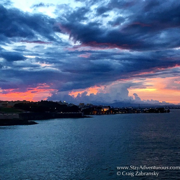 sunrise entering San Juan, Puerto Rico on board the Viking Star