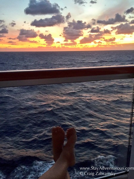 sunrise from my balcony suite on board the Viking Star on the Atlantic Ocean