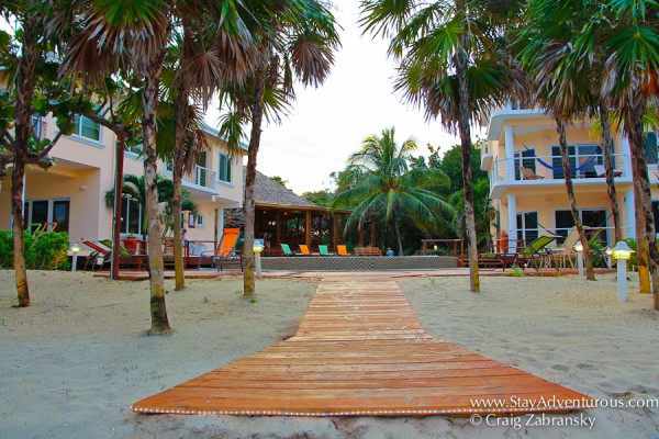 the walk to the beach at the Laru Beya, Placencia, Belize