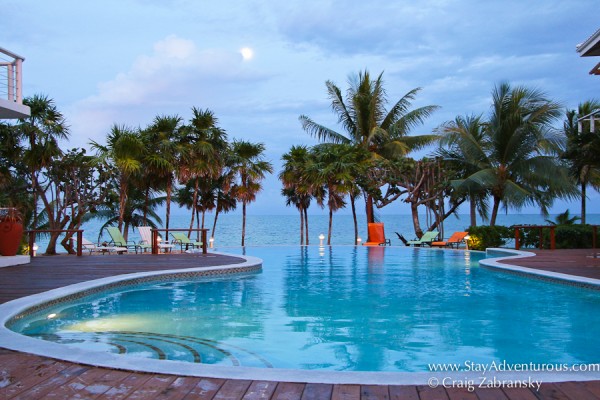 the infinity pool at the Laru Beya Resort, Placencia, Belize